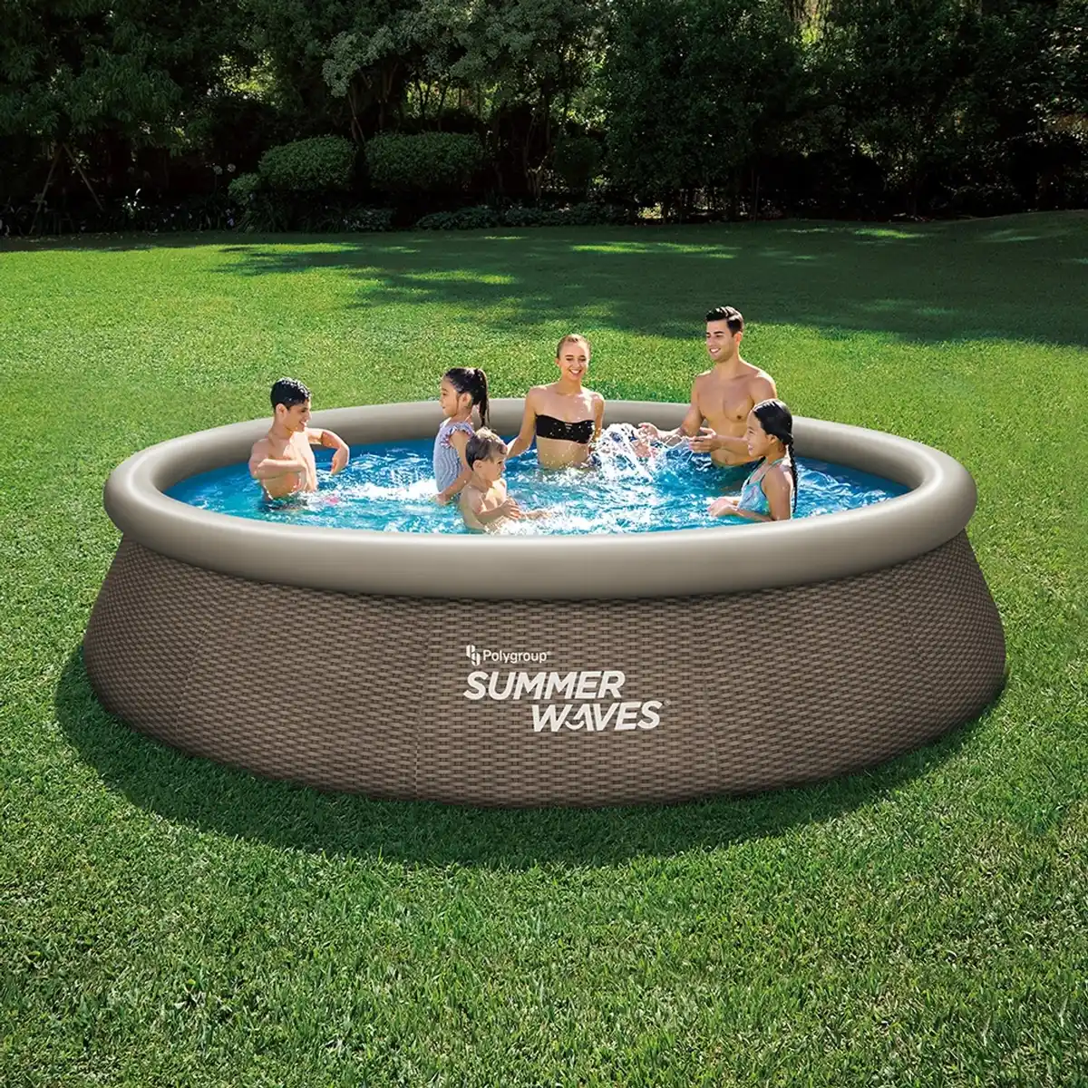 Bild 4 von Summer Waves Doppel-Rattan Quick Set Pool-Set Ø 396 x 84 cm Rund Braun