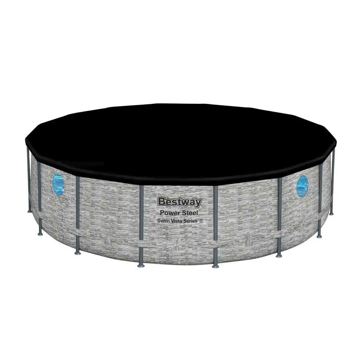Bild 4 von Bestway Stahlrahmenpool Set Power Steel Swim Vista Ø 488 cm x 122 cm Rund Grau