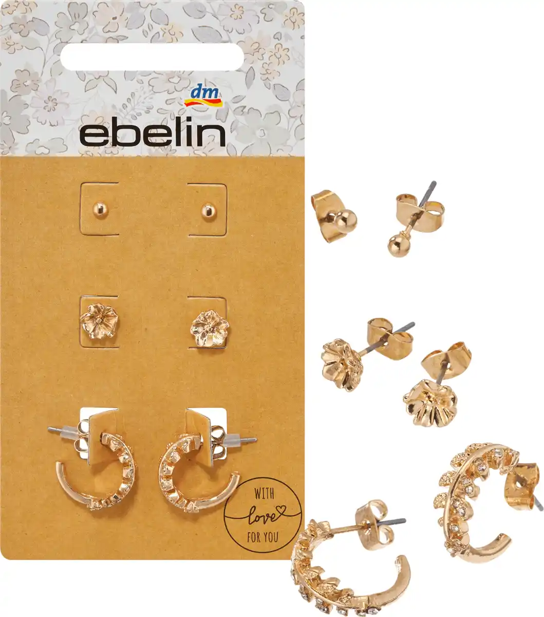 Bild 1 von ebelin Ohrstecker Blumen & Blätter, Gold-Optik