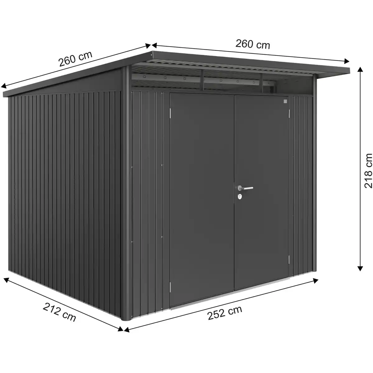 Bild 2 von Biohort Metall-Gerätehaus AvantGarde Gr. A6 dunkelgrau-metallic Doppeltür
