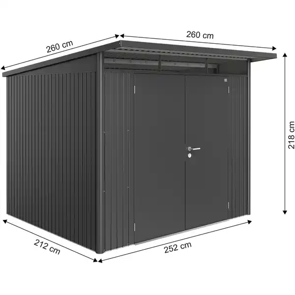 Bild 2 von Biohort Metall-Gerätehaus AvantGarde Gr. A6 dunkelgrau-metallic Doppeltür