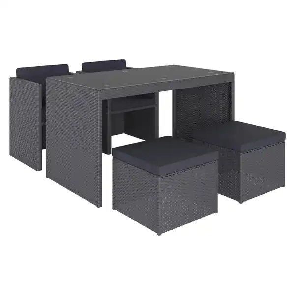 Bild 3 von Balkonmöbel-Set Hazelton 5-teilig Polyrattan Grau