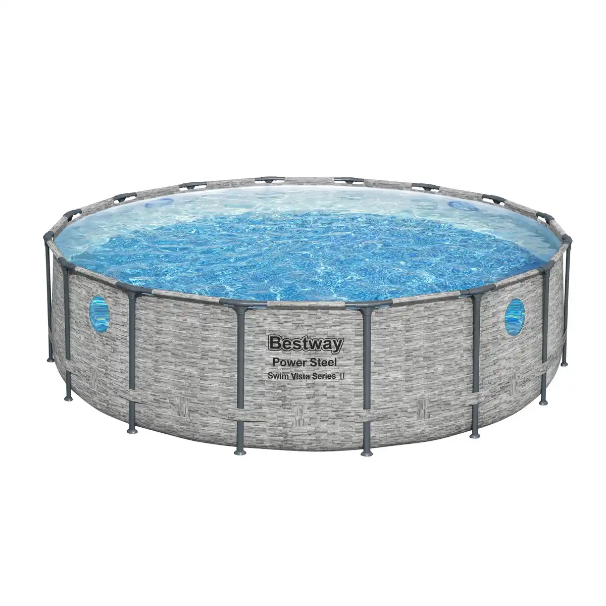 Bild 3 von Bestway Stahlrahmenpool Set Power Steel Swim Vista Ø 488 cm x 122 cm Rund Grau