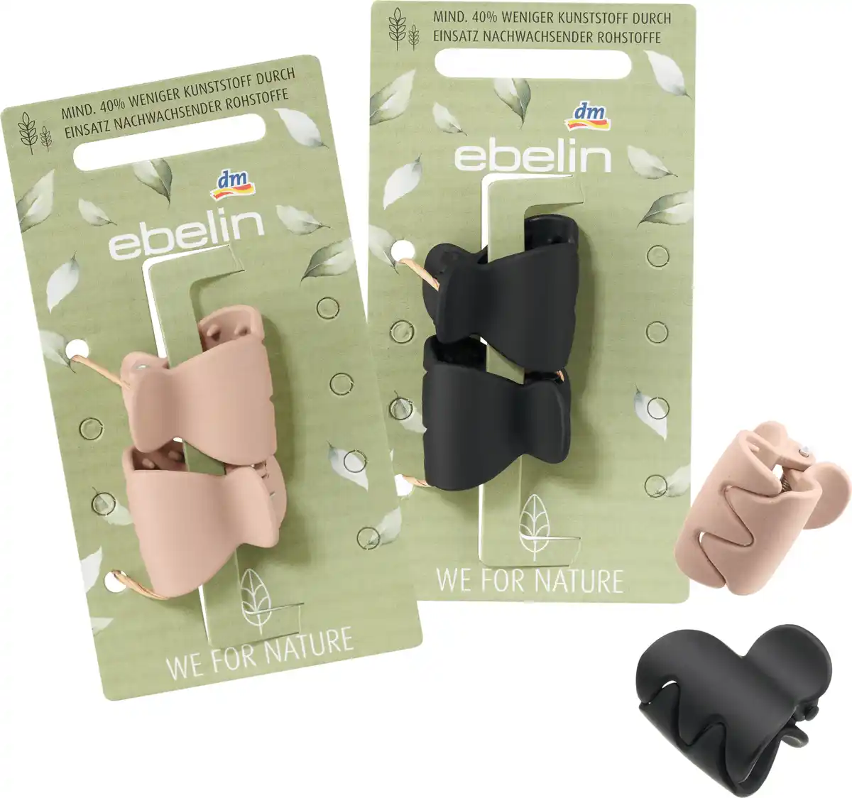 Bild 1 von ebelin Haarklammern recycelt mini schwarz / rosa
