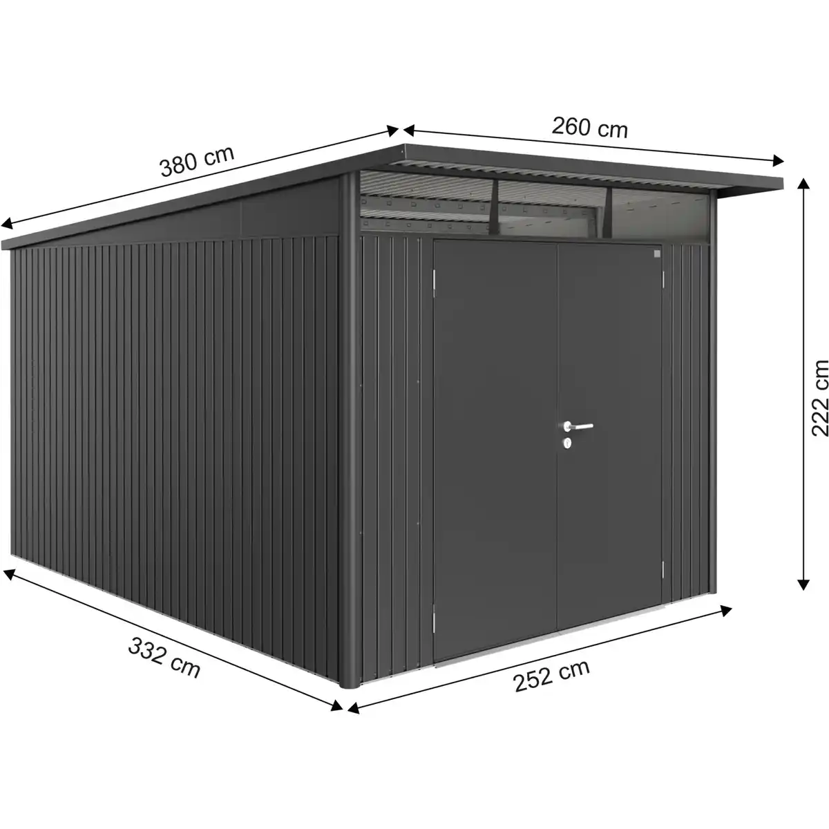 Bild 2 von Biohort Metall-Gerätehaus AvantGarde Gr. A8 dunkelgrau-metallic Doppeltür