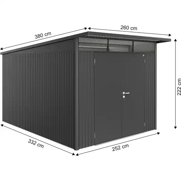 Bild 2 von Biohort Metall-Gerätehaus AvantGarde Gr. A8 dunkelgrau-metallic Doppeltür