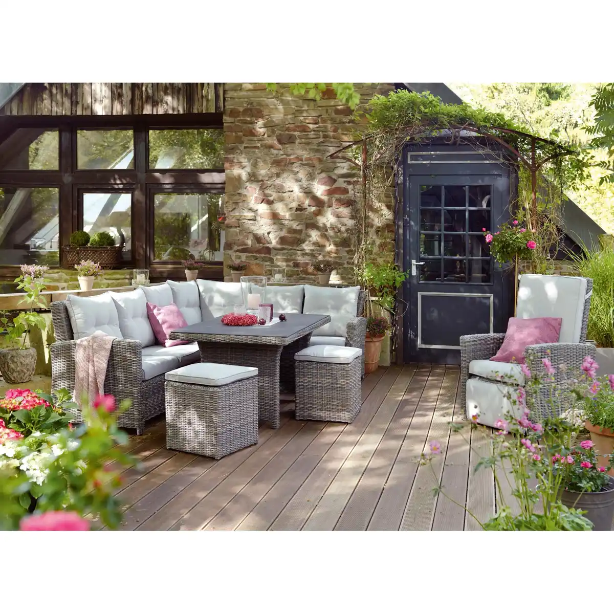 Bild 2 von Lounge-Set mit Esstisch Vermont 5-teilig Polyrattan Links Wave Cliff