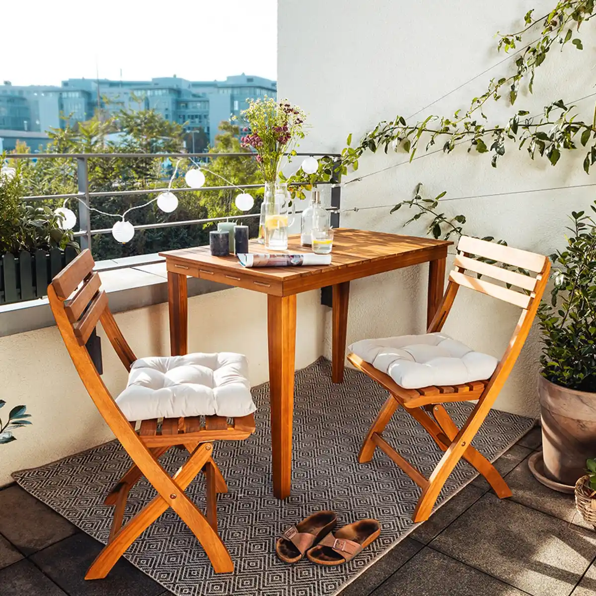 Bild 1 von Balkonmöbel-Set Grenora 3-teilig FSC Holz Natur