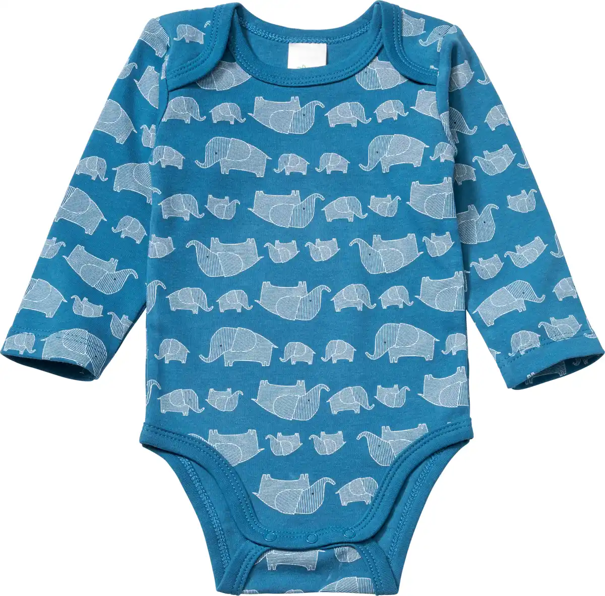 Bild 1 von ALANA Langarmbody mit Elefanten-Muster, blau, Gr. 62/68