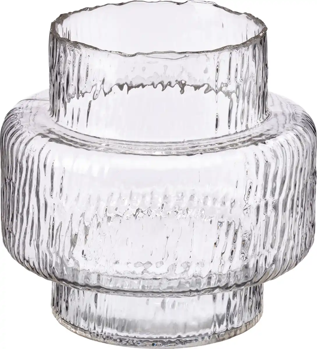 Bild 1 von Dekorieren & Einrichten Vase aus Glas, geriffelt, transparent (14,5x14,5x19,5 cm)