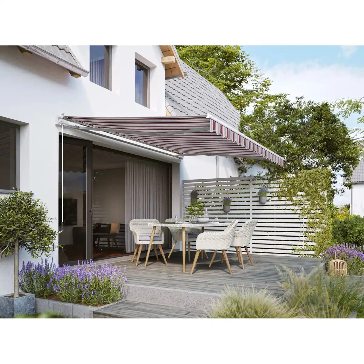 Bild 2 von Gelenkarmmarkise Aventura 4x2,5m Bordeaux-Beige-Weiß