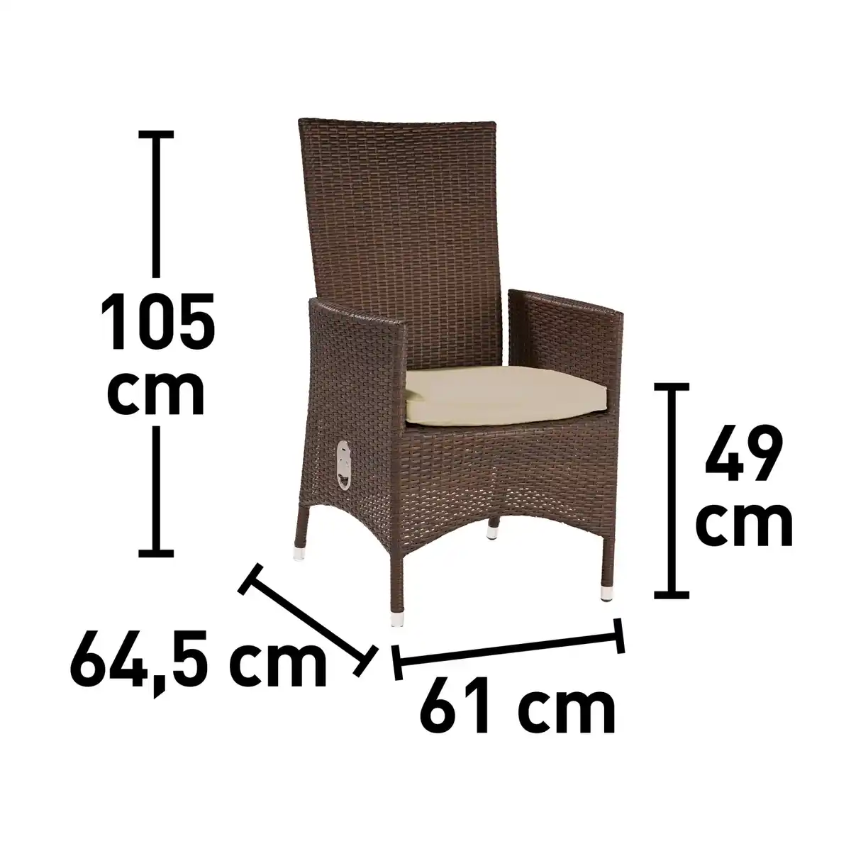 Bild 3 von Gartensessel Davenport II mit verstellbarer Rückenlehne aus Polyrattan Braun