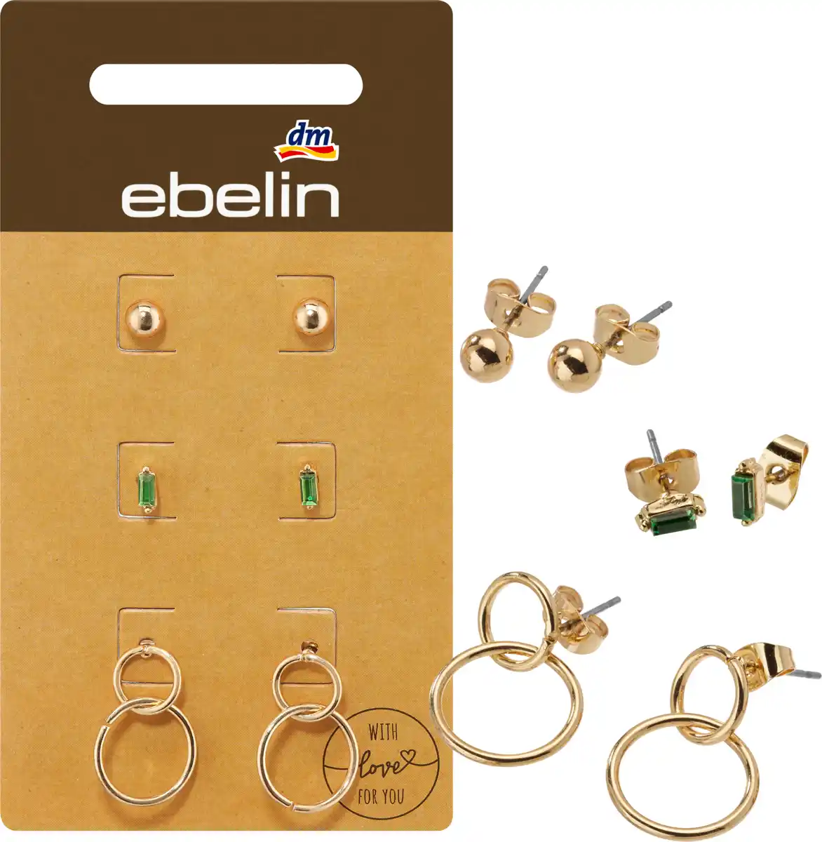 Bild 1 von ebelin Ohrstecker Kreise & Strass, Gold-Optik