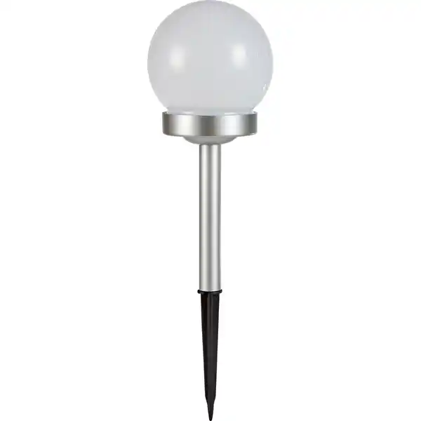 Bild 2 von Solar-Dekokugel mit Spieß Weiß-Silber
