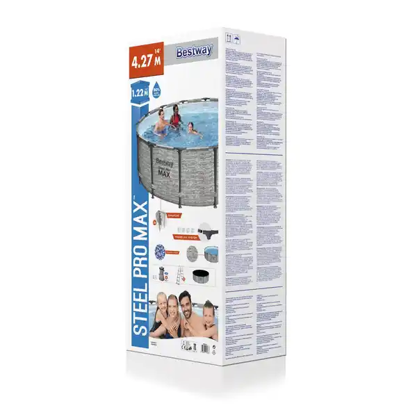 Bild 4 von Bestway Stahlrahmen-Pool Set Steel Pro Max Frame Ø 427 x 122 cm Rund Grau