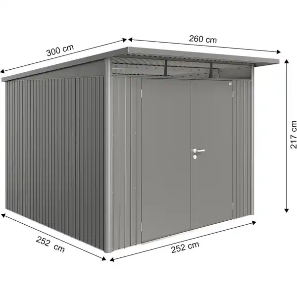 Bild 2 von Biohort Metall-Gerätehaus AvantGarde Gr. A7 quarzgrau-metallic Doppeltür