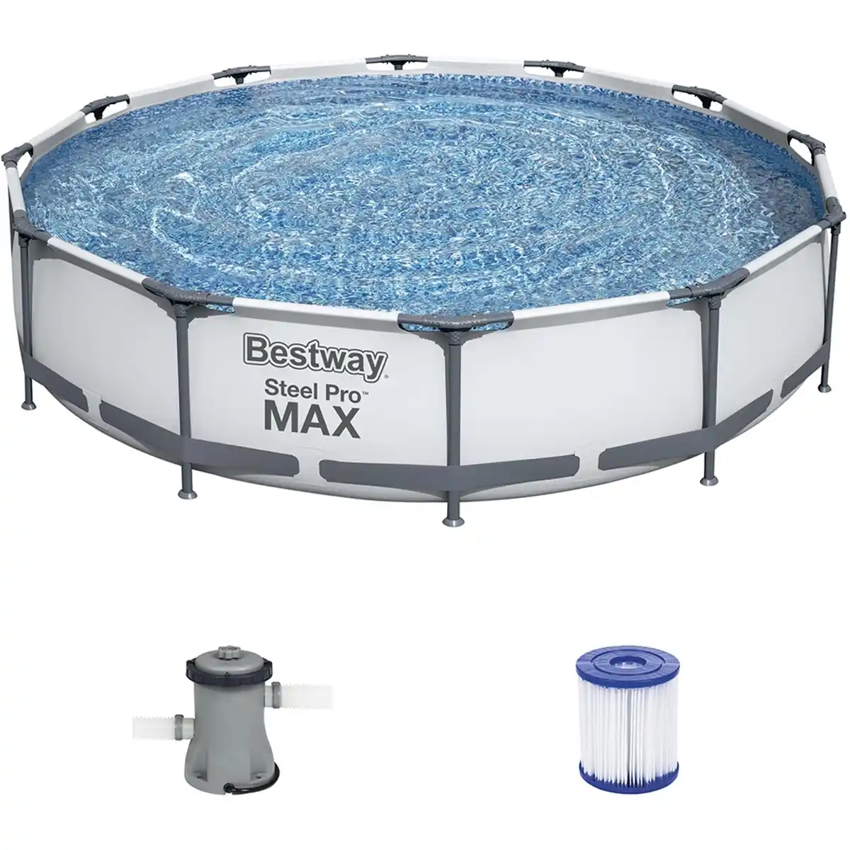 Bild 3 von Bestway Stahlrahmen-Pool Set Steel Pro Max Frame Ø 366 x 76 cm Rund Lichtgrau