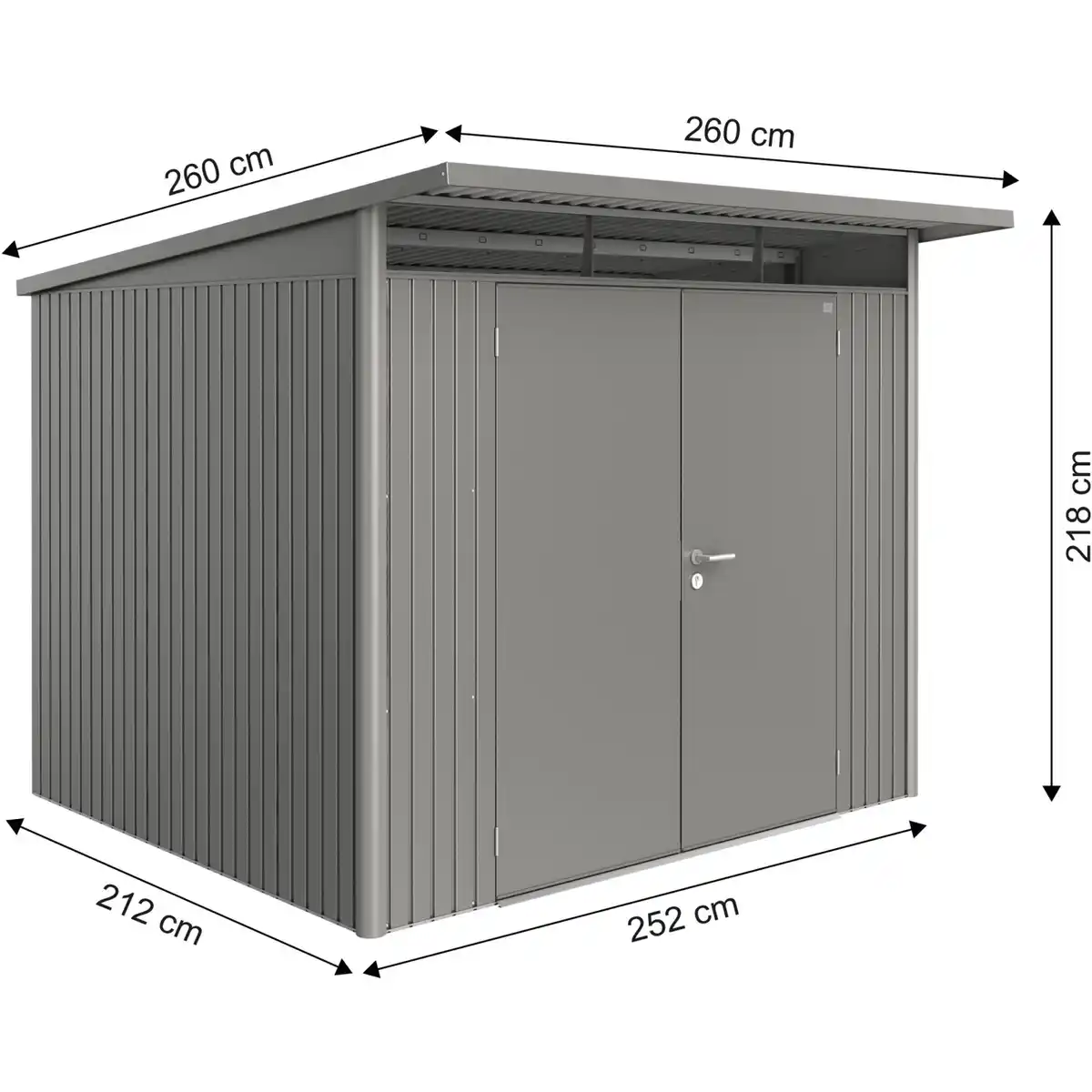 Bild 2 von Biohort Metall-Gerätehaus AvantGarde Gr. A6 quarzgrau-metallic Doppeltür