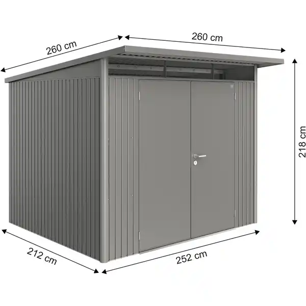 Bild 2 von Biohort Metall-Gerätehaus AvantGarde Gr. A6 quarzgrau-metallic Doppeltür