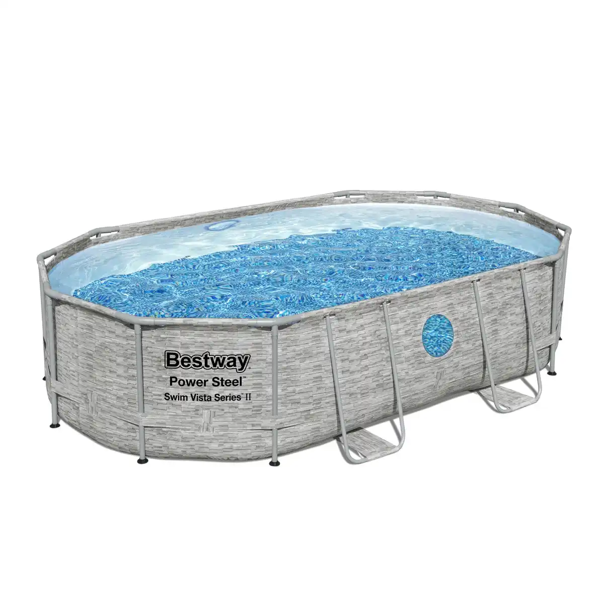 Bild 2 von Bestway Stahlrahmenpool Set Power Steel Swim Vista 488 x 305 x 107 cm Oval Grau