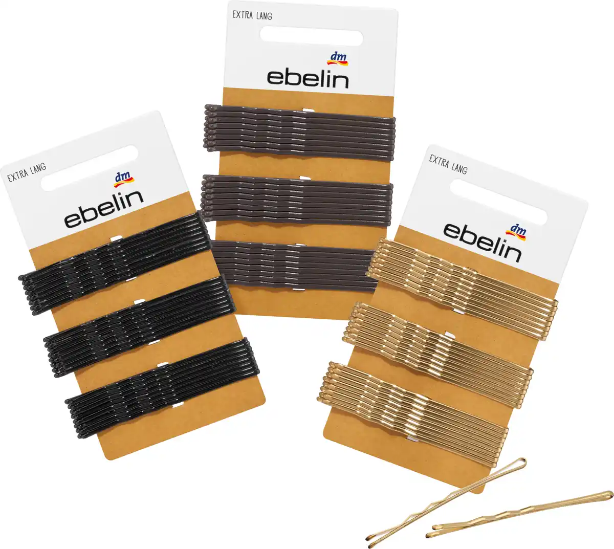 Bild 1 von ebelin Haarklemmen extra lang, schwarz/braun/goldfarben