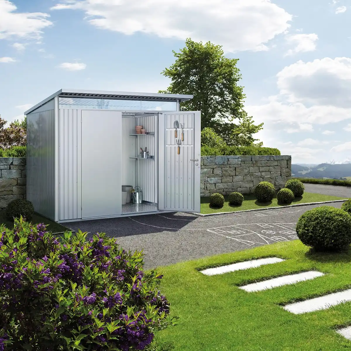 Bild 3 von Biohort Metall-Gerätehaus AvantGarde Gr. A5 quarzgrau-metallic Doppeltür