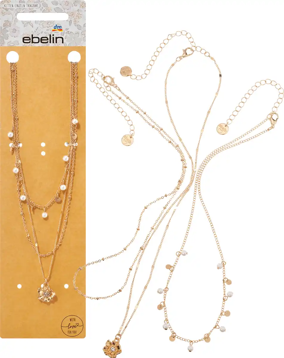 Bild 1 von ebelin Halsketten Blume & Perlen, Gold-Optik