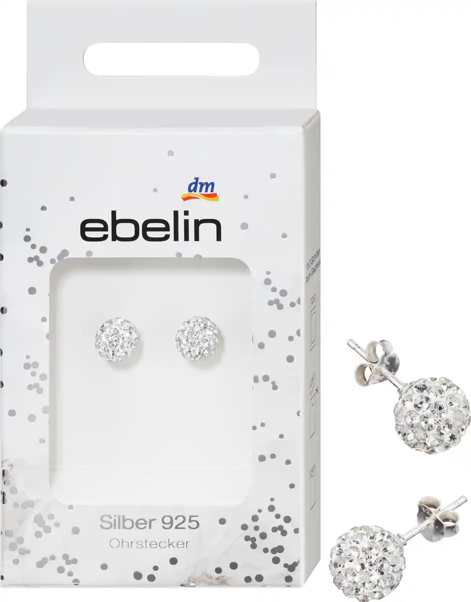 Bild 1 von ebelin Ohrstecker Kugel mit Strasssteinen 925 Silber