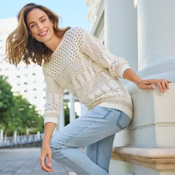 Bild 3 von Damen-Ajourpullover aus Baumwolle