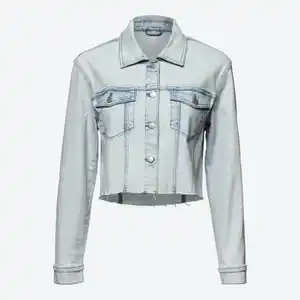 Damen-Jeansjacke mit offener Saumkante