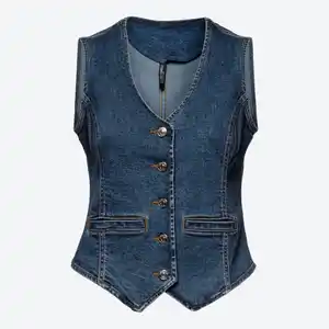 Damen-Jeansweste mit Knopfleiste