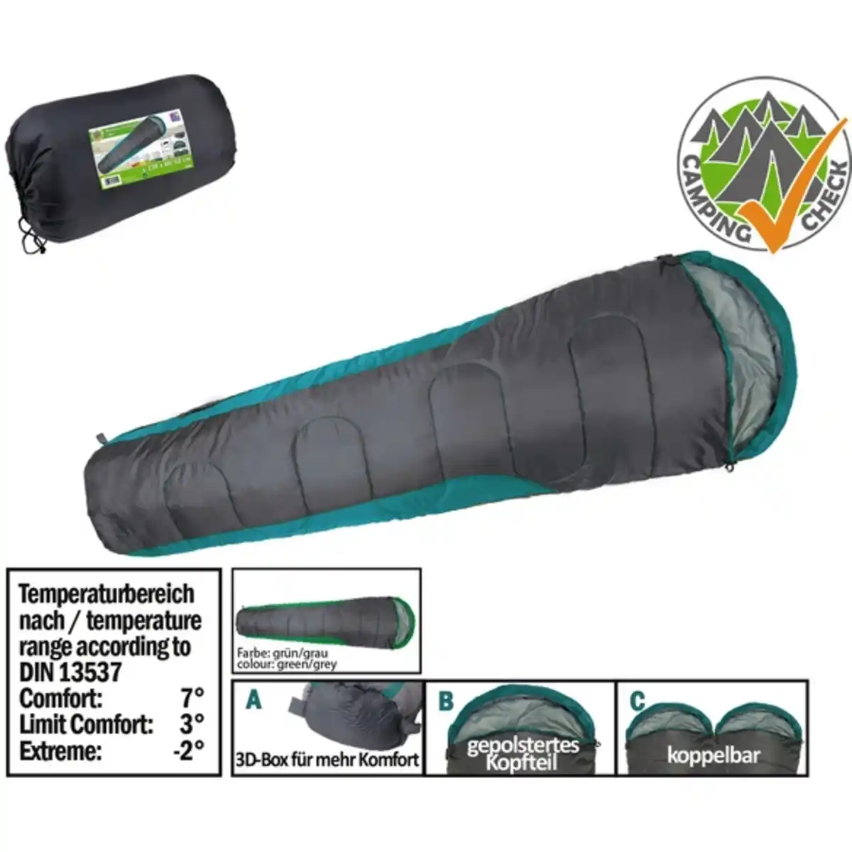 Bild 2 von Schlafsack, Komforttemperatur: 7°C, Länge: 230cm