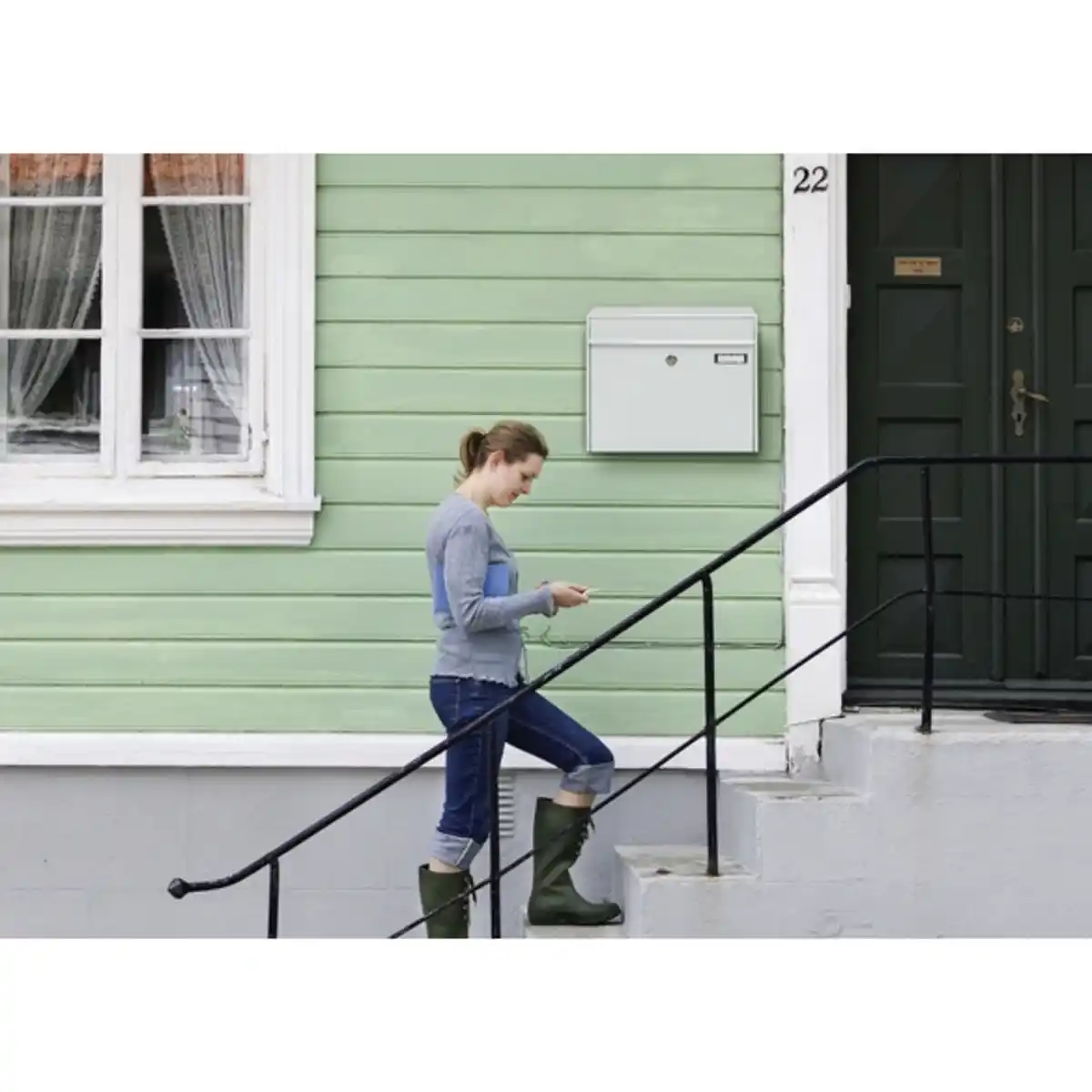 Bild 2 von Briefkasten »Vals«, eckig, Stahl, weiß