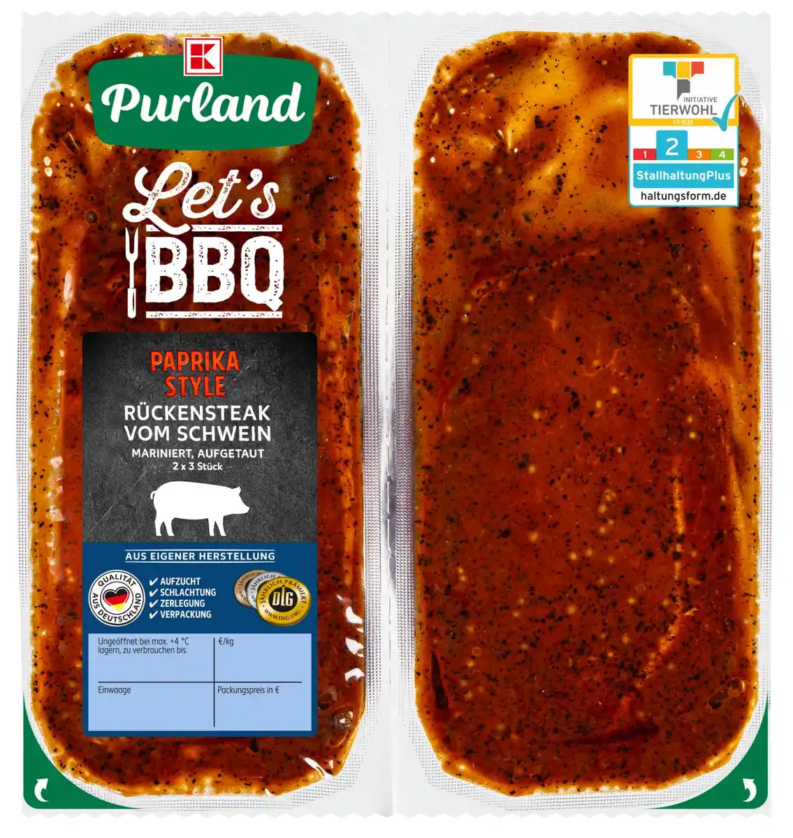 Bild 1 von K-PURLAND Rückensteak Paprika Style, 6 St. = 900-g-Packg.
