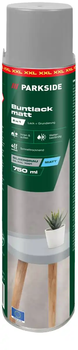 Bild 1 von PARKSIDE® Buntlackspray Silbergrau matt, 750-ml-Dose