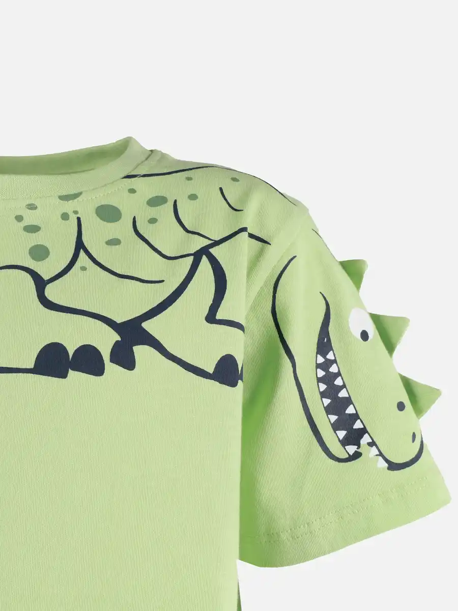 Bild 3 von Jungen T-Shirt mit Dinoprint und Sweatbermuda im Set Grün