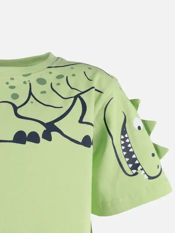 Bild 3 von Jungen T-Shirt mit Dinoprint und Sweatbermuda im Set Grün