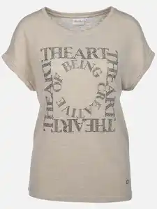 Damen Shirt mit Strassapplikationen Beige