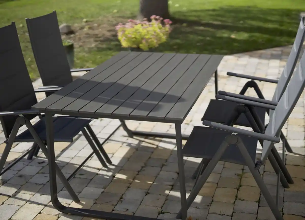 Bild 1 von Gartentisch in Holzoptik 150x90x74cm Anthrazit