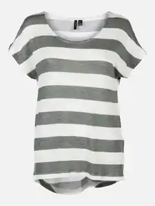 Vero Moda VMWIDE STRIPE S/L TOP Shirt Weiß