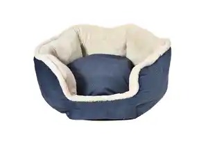Hundebett Hexagon aus Cord/Plüsch 55cm Dunkelblau