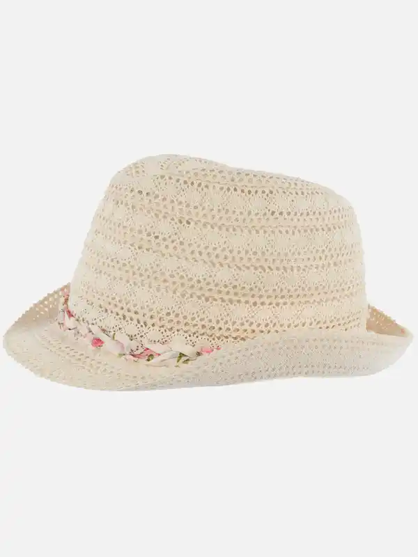 Bild 2 von Mädchen Hut mit Blumenband Weiß