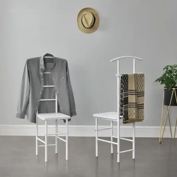 Bild 1 von Herrendiener Stuhl Anaheim 107x45x45cm Kleiderbügel + Hosenhalter Weiß