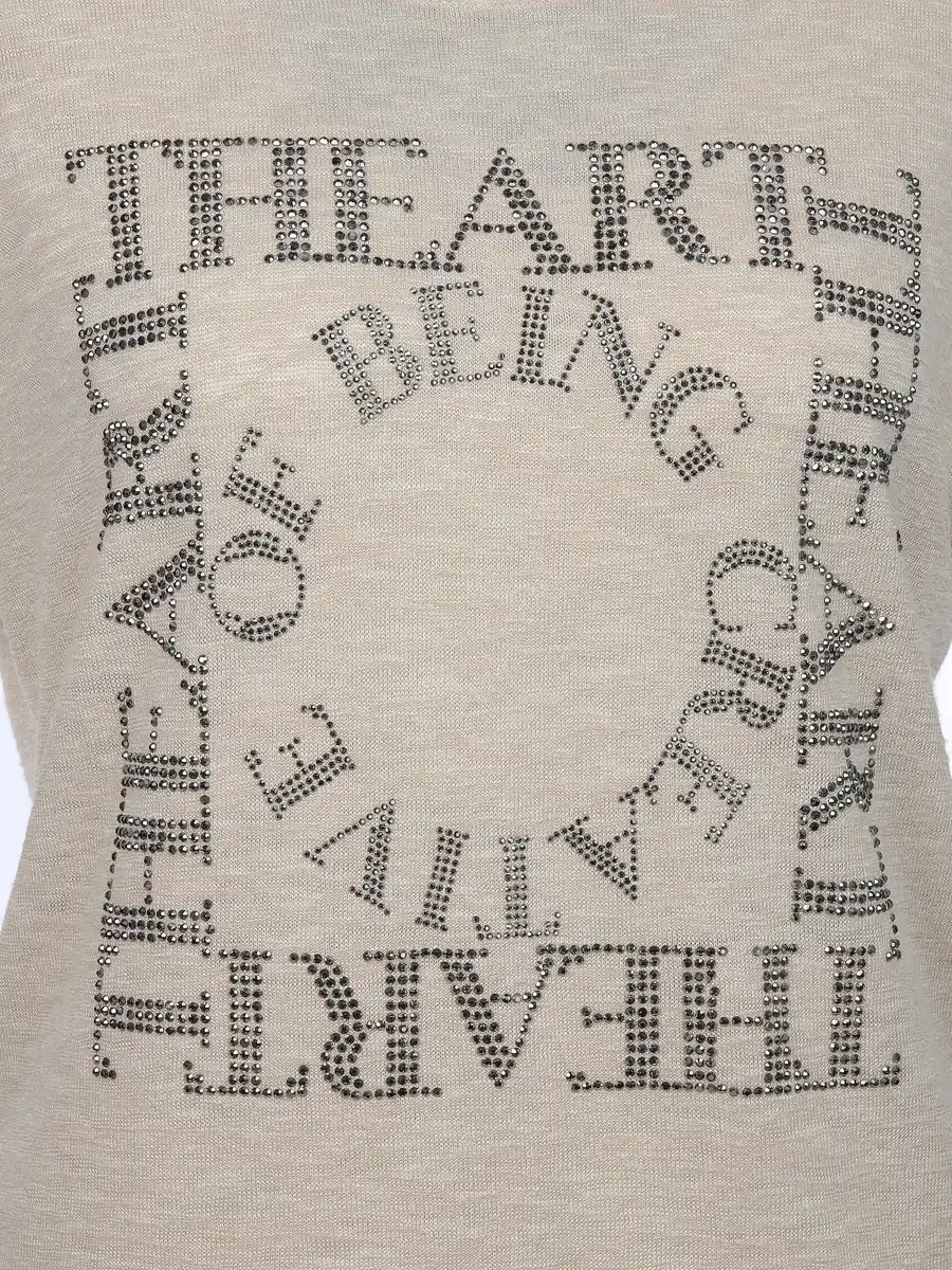 Bild 3 von Damen Shirt mit Strassapplikationen Beige