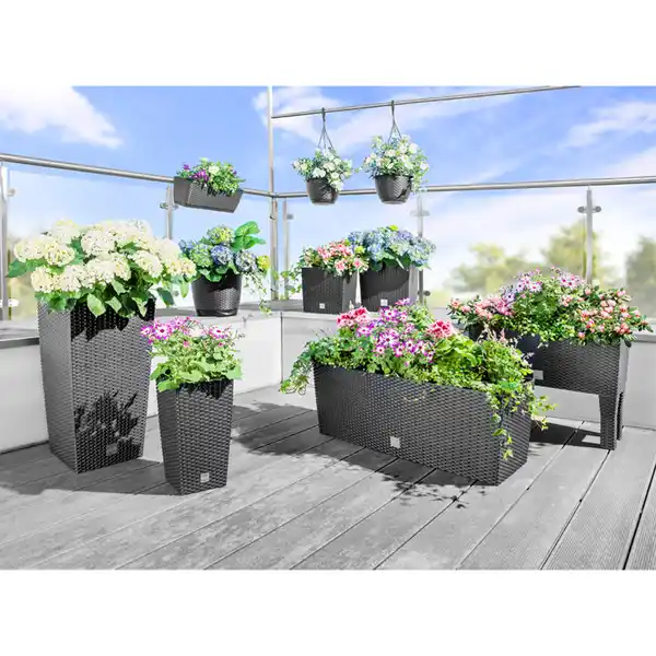 Bild 2 von XXL Pflanzkasten in Rattanoptik, ca. 72 Liter - Anthrazit