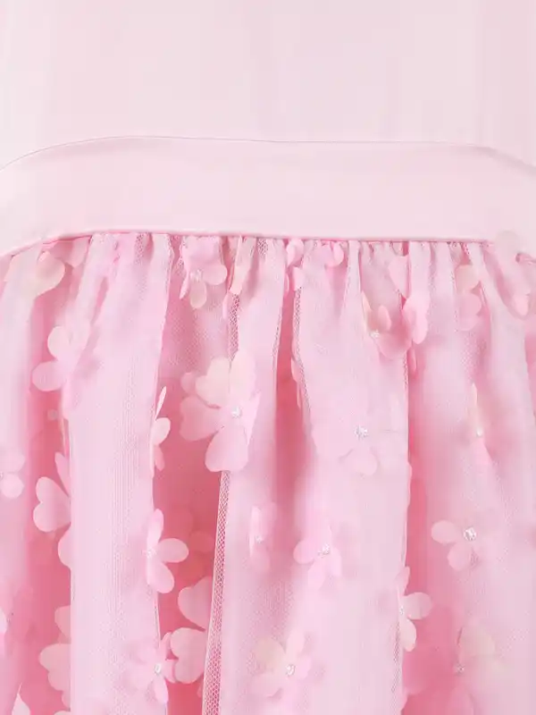 Bild 3 von Mädchen Kleid im romantischen Look mit Mesh und Blumen Rosa