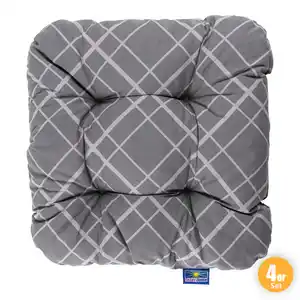 Sitzkissen, Karo schräg Anthrazit - 4er-Set