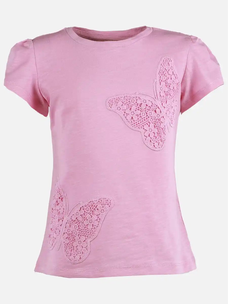 Bild 1 von Mädchen Shirt mit Schmetterlings-Appliaktion Rosa