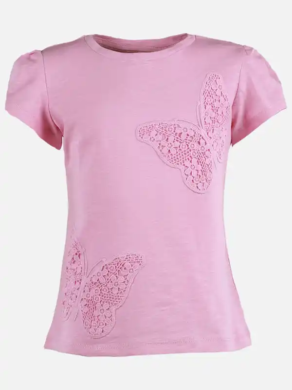 Bild 1 von Mädchen Shirt mit Schmetterlings-Appliaktion Rosa