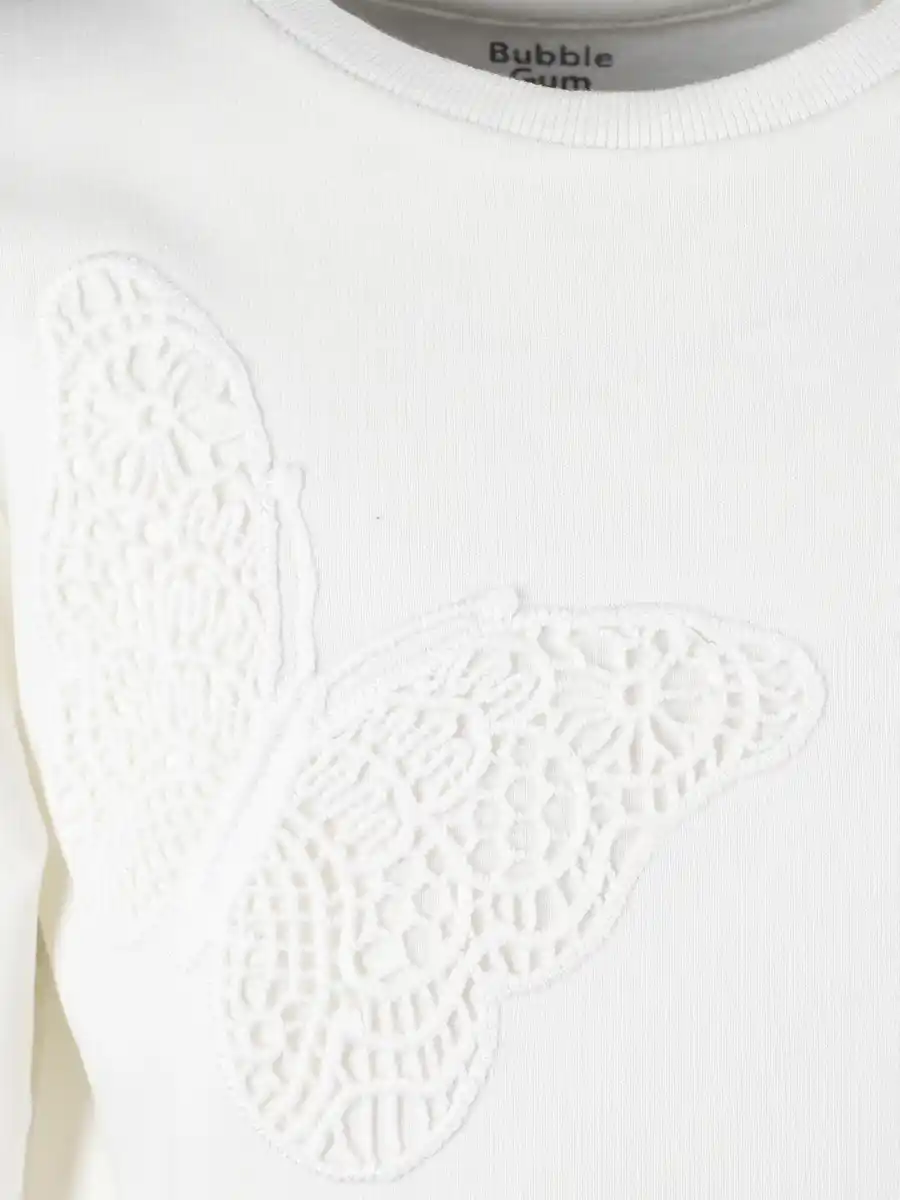 Bild 3 von Mädchen Sweatshirt mit Schmetterlings-Appliaktion Weiß